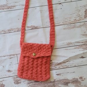 Coral crocheted purse